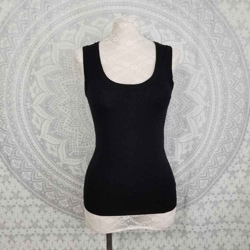 NEW DKNY 100% Merino Wool Stretch Tank Black M